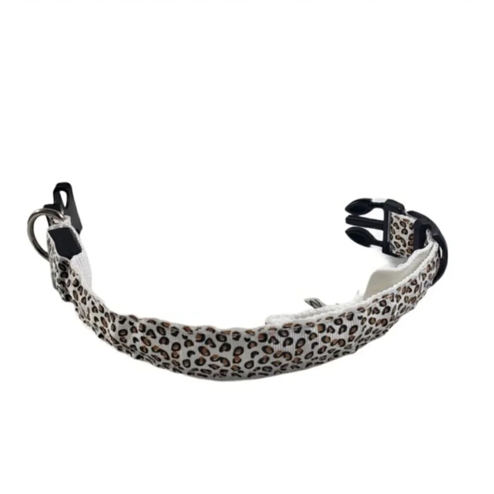 Animal Print Dog Collar with 3 Settings White LED